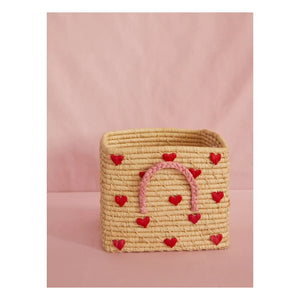 Rice - Cesta de rafia con corazón