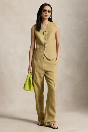 Chaleco de lino de una hilera Polo Ralph Lauren para mujer