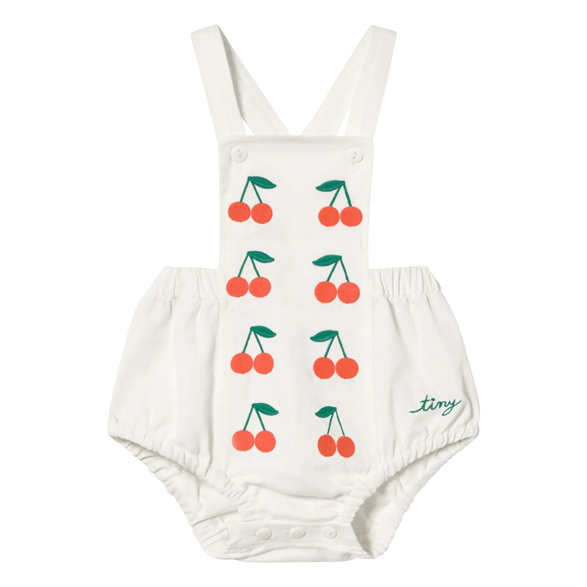 Tinycottons - Mono de sarga con cerezas | Blanco