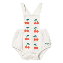 Tinycottons - Mono de sarga con cerezas | Blanco