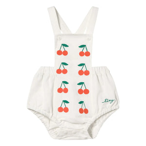 Tinycottons - Mono de sarga con cerezas | Blanco