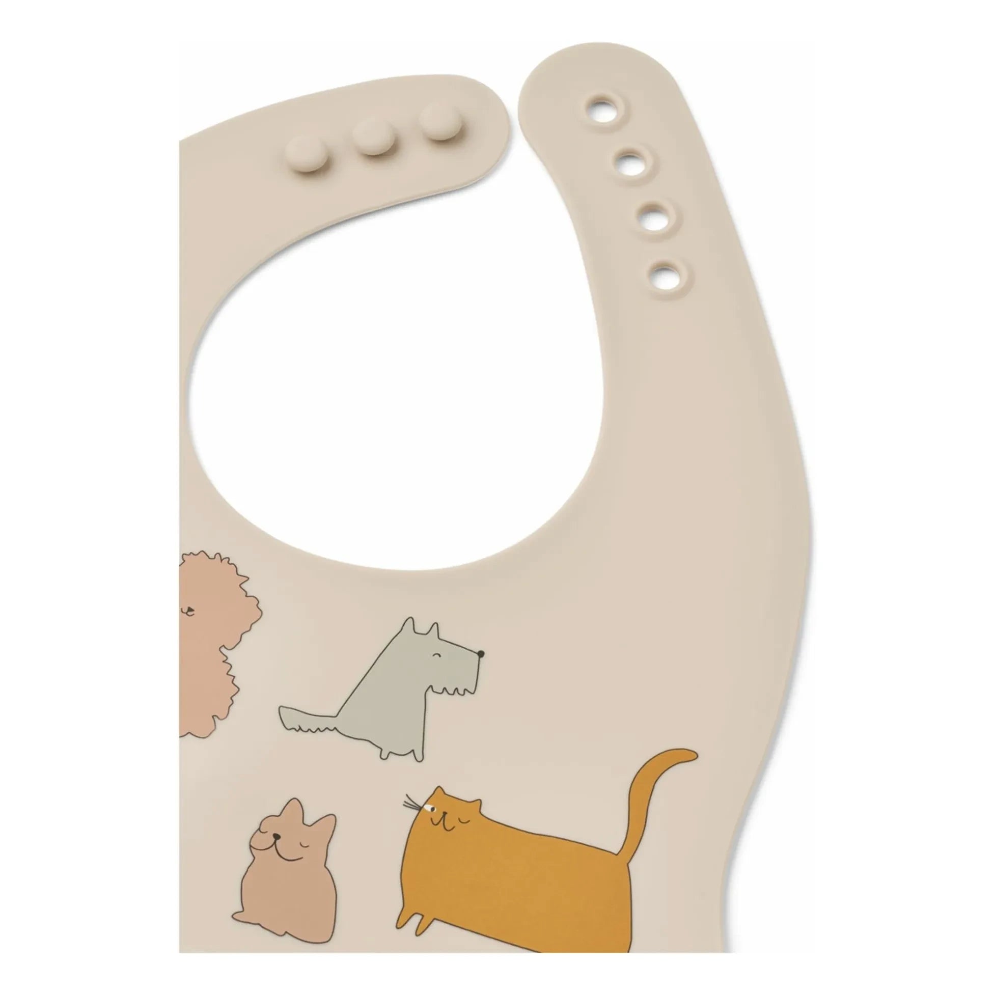 Liewood - Baberos de silicona Ember - Juego de 2 | Gato y Perro/Color Arena