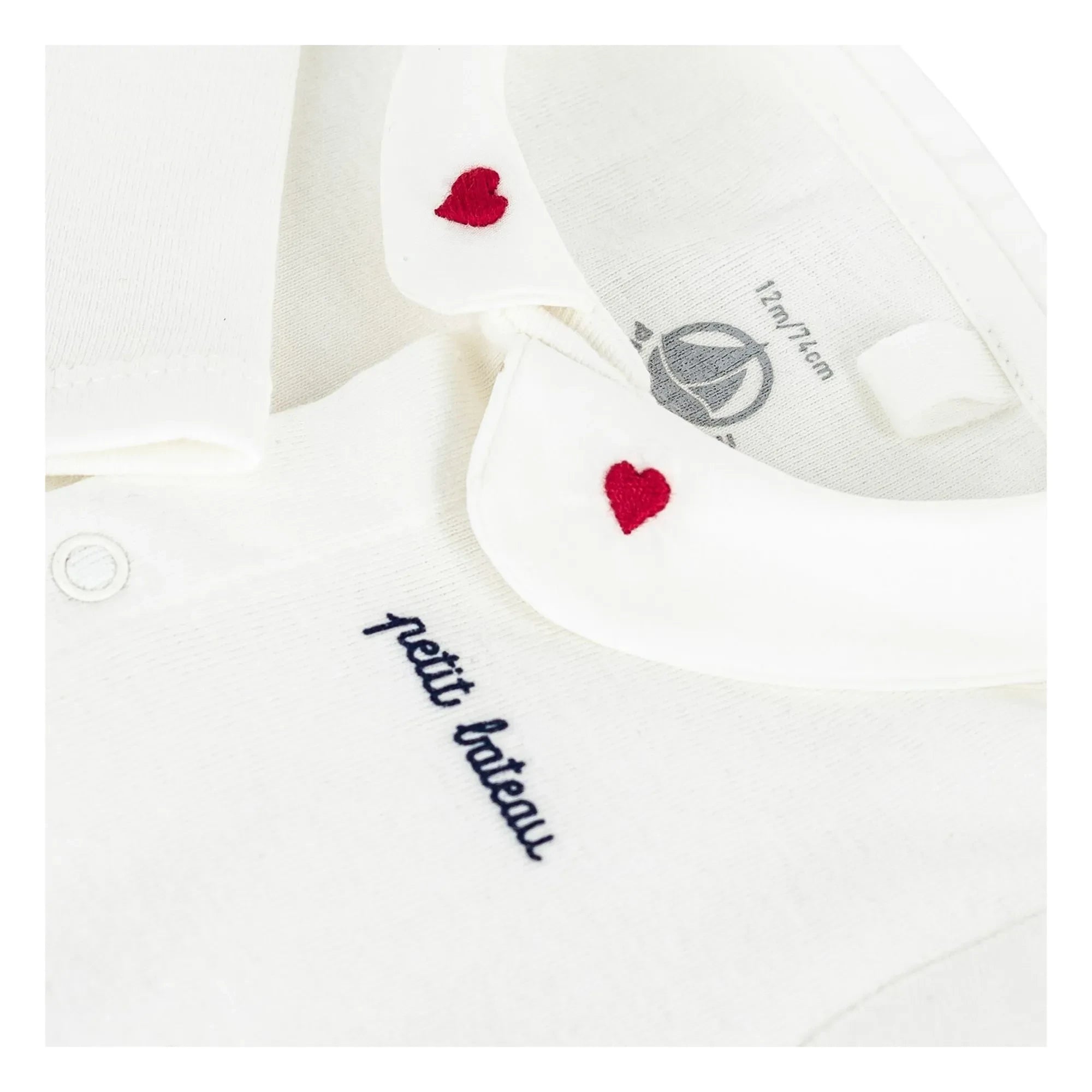 Petit Bateau - Body de cuello bordado de algodón orgánico | Blanco
