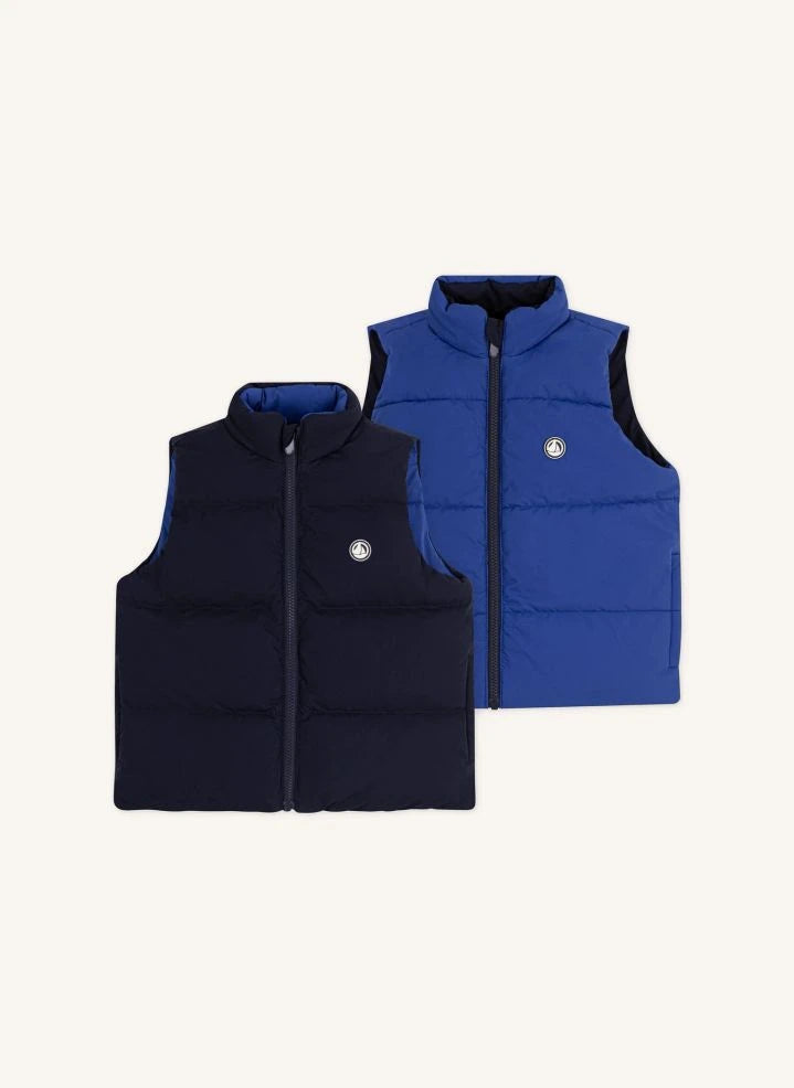 Petit Bateau - Chaleco acolchado sin mangas de corte recto | Azul