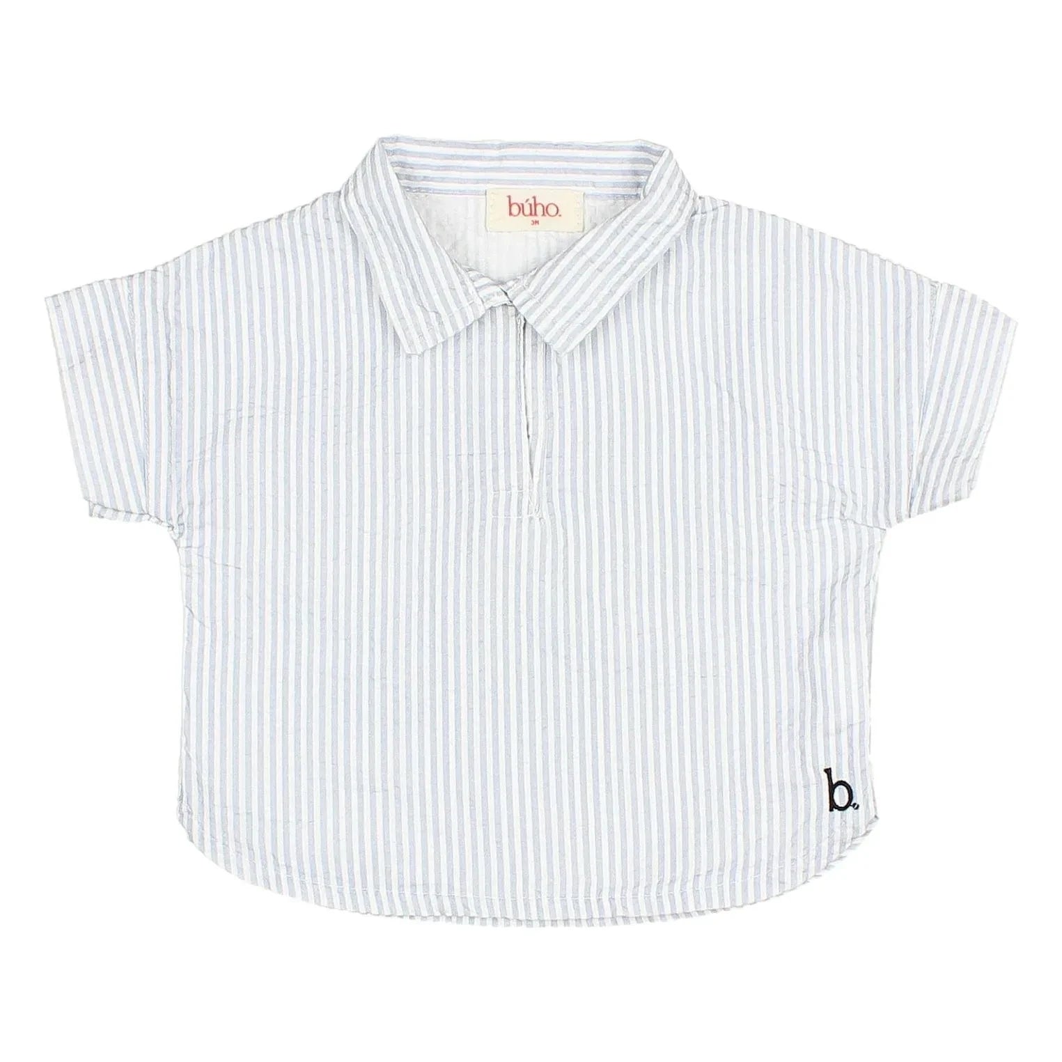 Búho - Camisa de seersucker de rayas | Azul claro