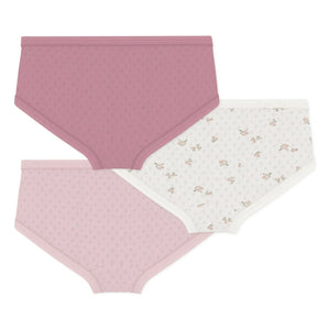Petit Bateau - 3'lü Pointelle Organik Pamuk Yüksek Bel Külot Seti | Pembe