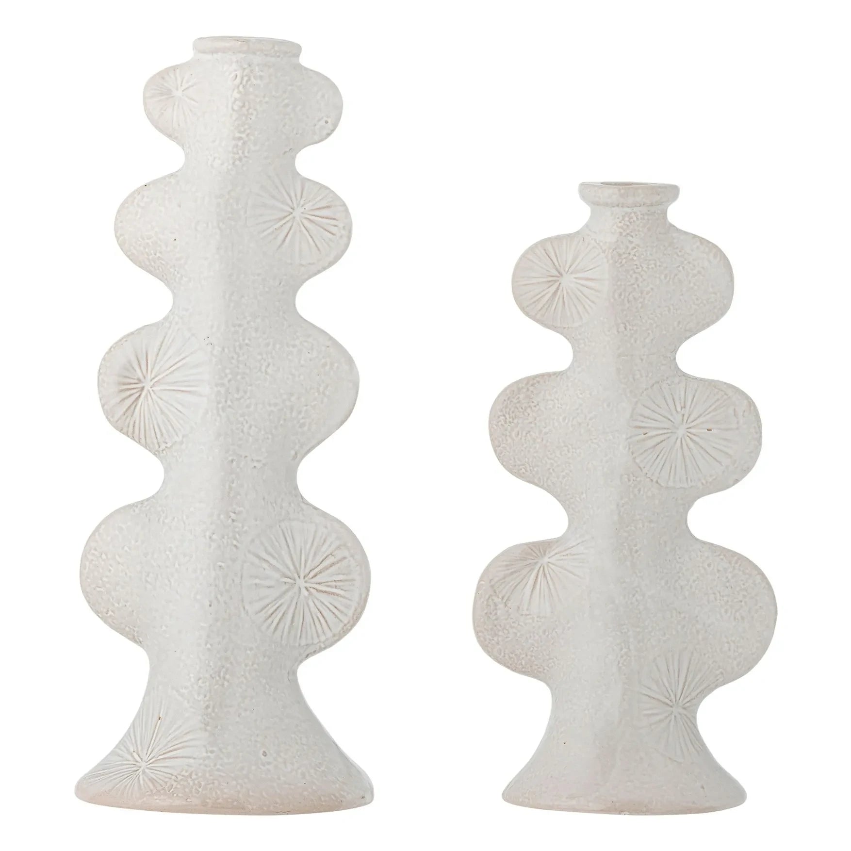 Bloomingville - Candelabros Cason de gres - Set de 2 | Blanco