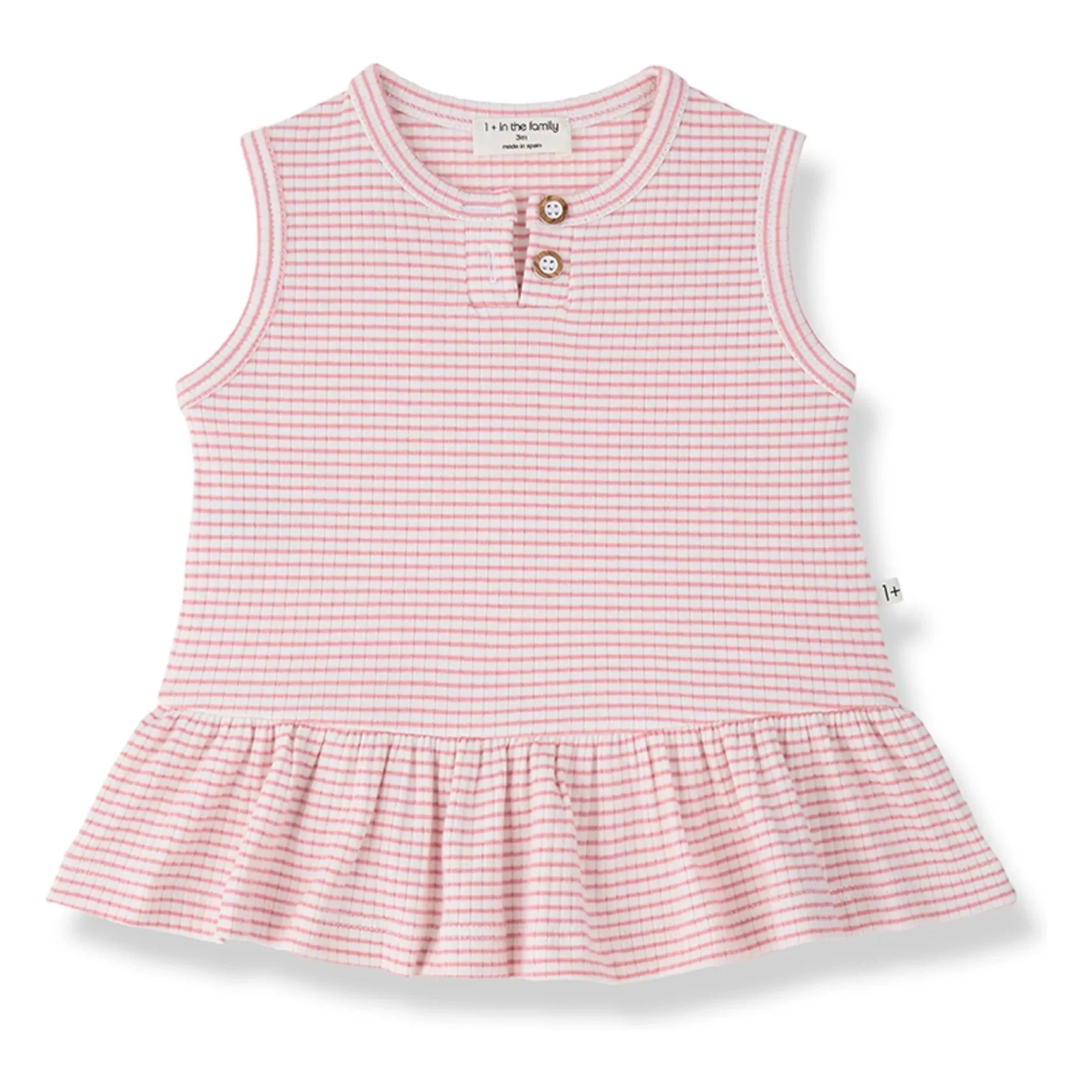 1+ in the family - Vestido Tamarit de canalé a rayas | Rosa empolvado