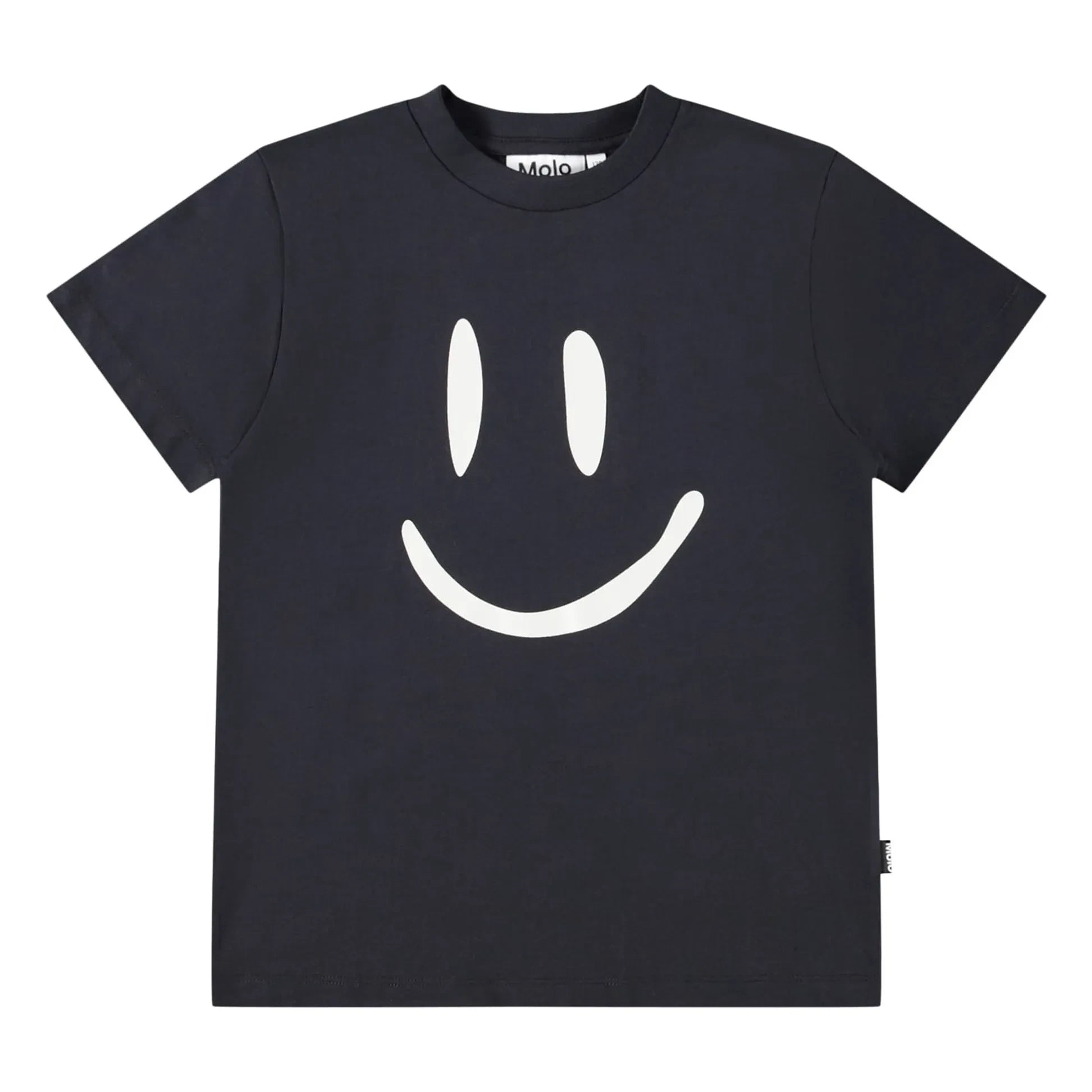 Molo - Camiseta de algodón orgánico con cara sonriente roxa | Negro