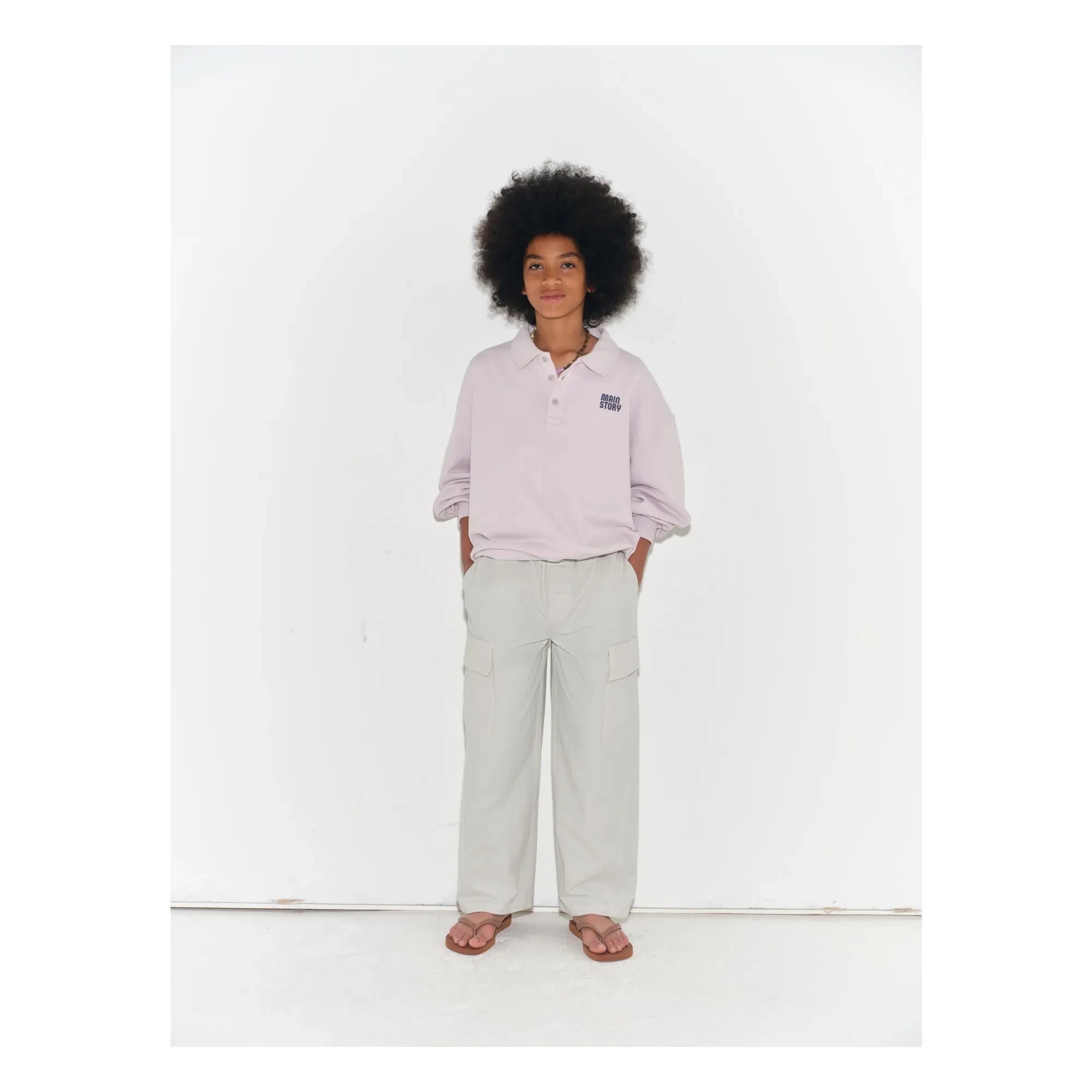 Main Story - Polo Sweat con Logo de Algodón Orgánico | Gris Violeta