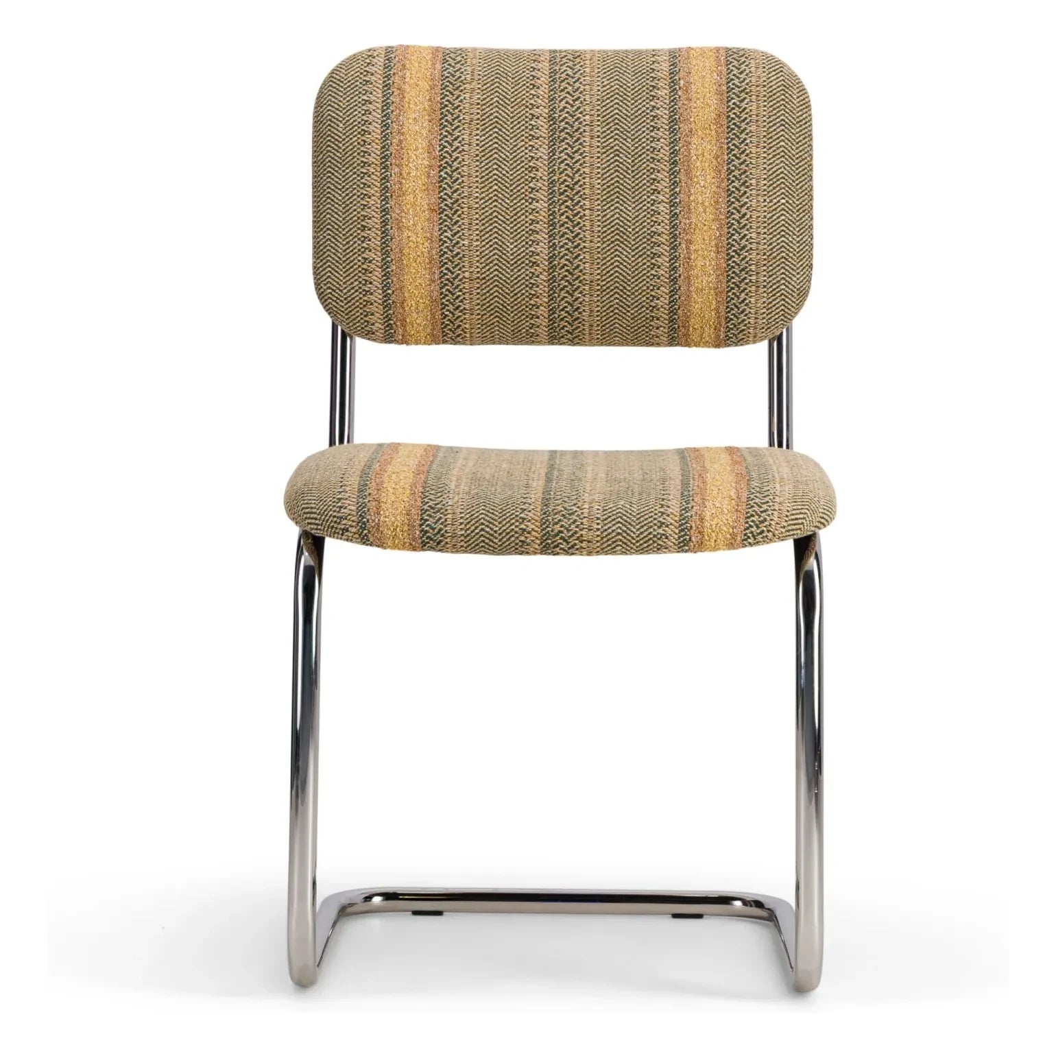 The Socialite Family - Silla Classica en tejido jacquard rayado | Mostaza