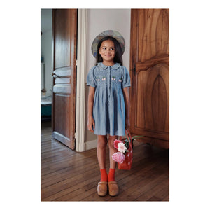 Emile et Ida - Vestido Chambray Smock Azul
