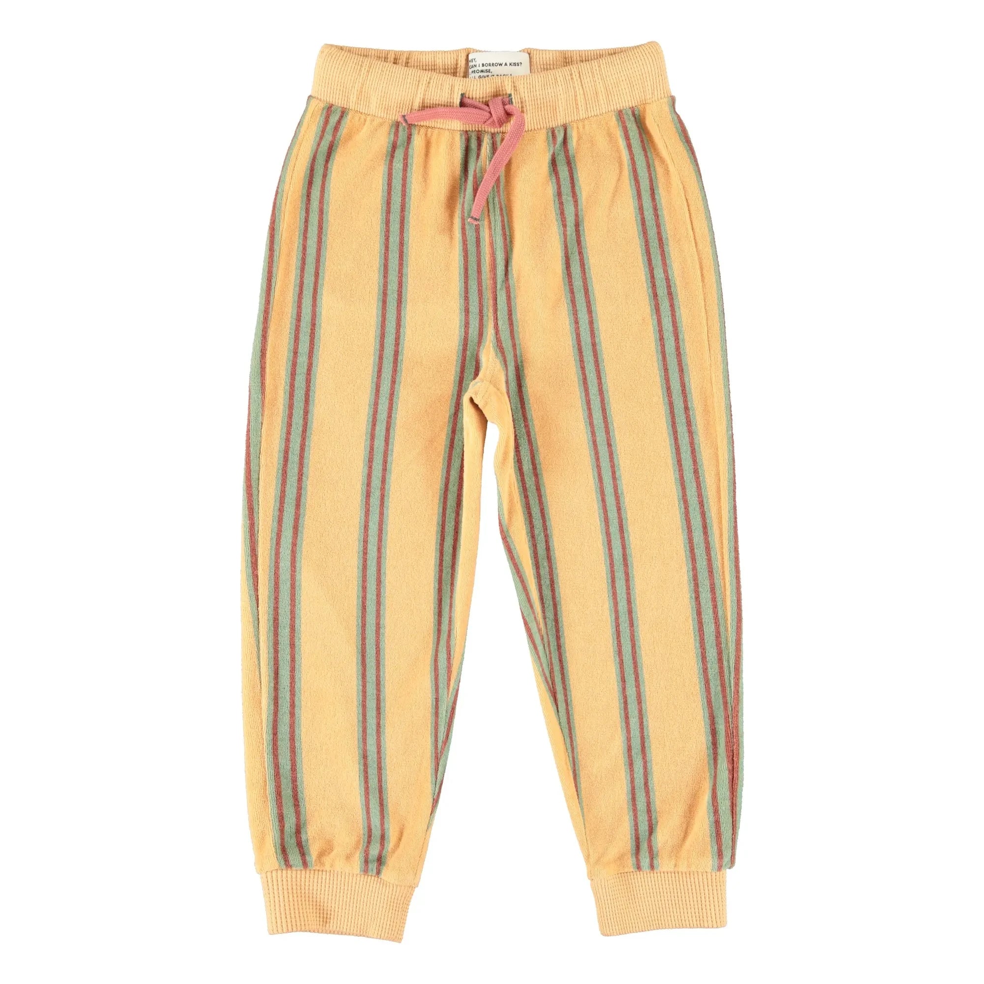 Piupiuchick - Pantalón Jogger de Rizo de Algodón Orgánico a Rayas | Amarillo