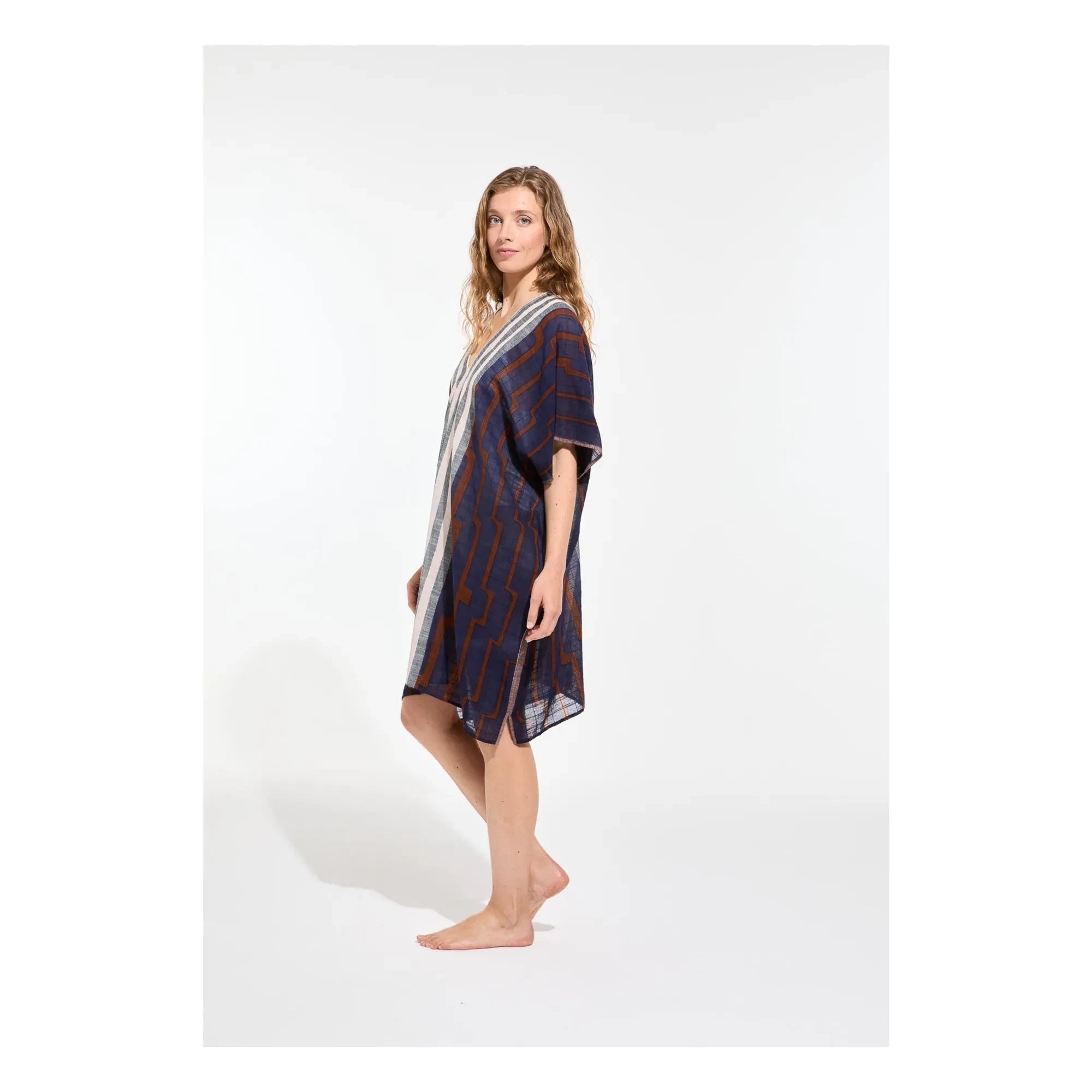 Mapoésie - Elia Celeste Vestido de algodón | Azul noche