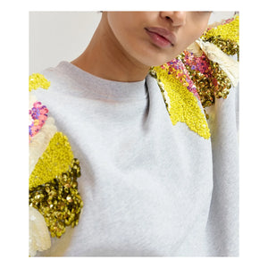 Essentiel Antwerp - Sudadera Jadda de Algodón con Bordado | Gris
