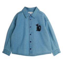 Mini Rodini - Mouffette Organik Pamuklu Denim Gömlek | Mavi