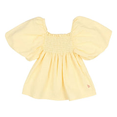 Búho - Blusa de manga abullonada de algodón orgánico | Amarillo