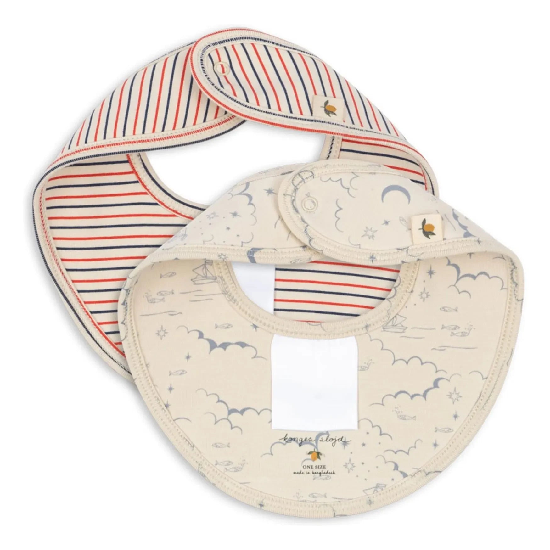Konges Sløjd - Baberos pañuelo Marino - Pack de 2 | Beige