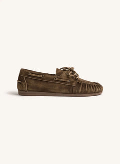 Posa - Zapatos de barco de ante arrugado | Marrón