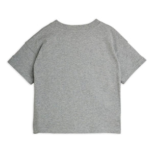Mini Rodini - Camiseta de Algodón Orgánico con Parches de Animales | Gris jaspeado