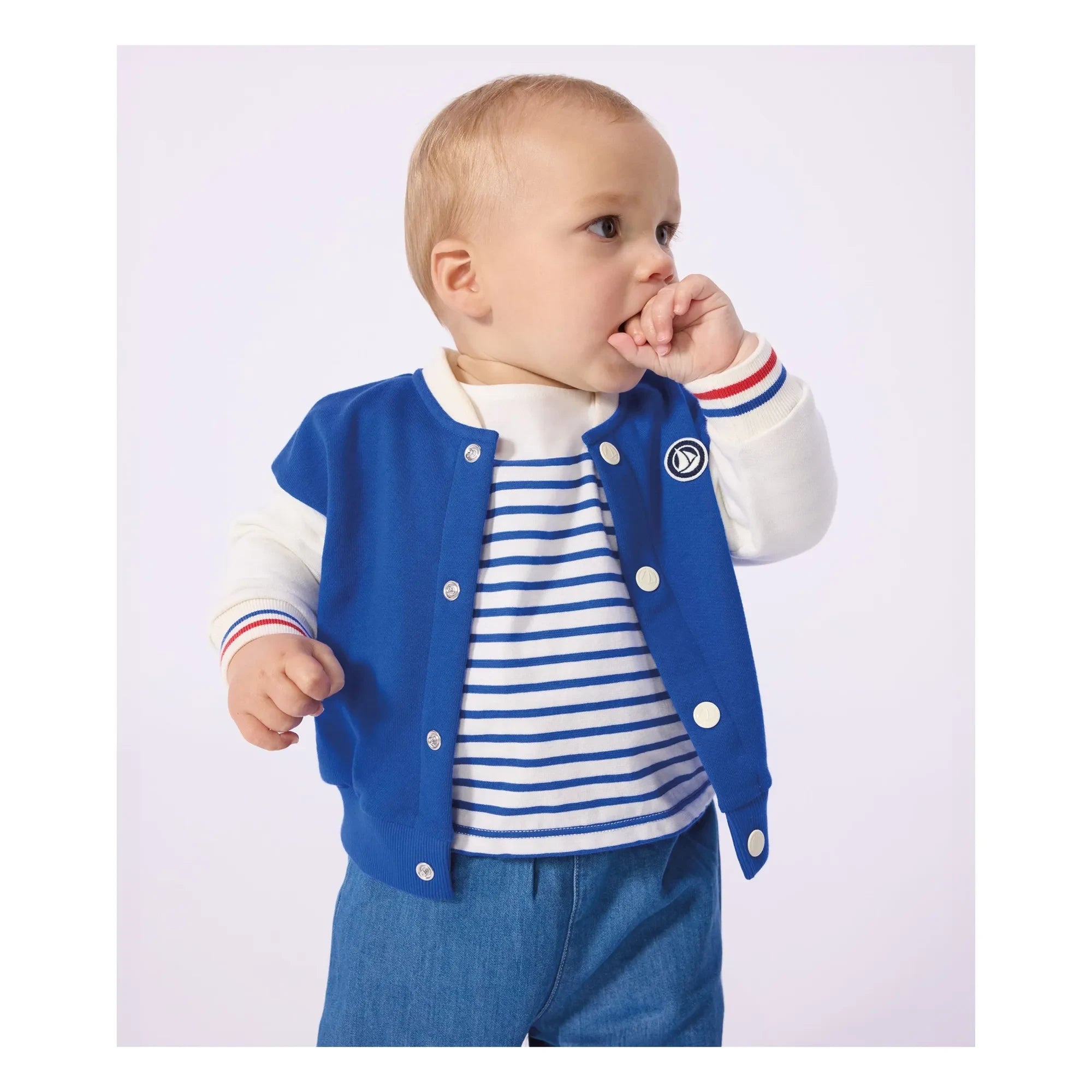 Petit Bateau - Chaqueta Colorblock Teddy | Azul rey
