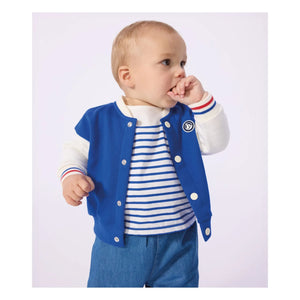 Petit Bateau - Chaqueta Colorblock Teddy | Azul rey
