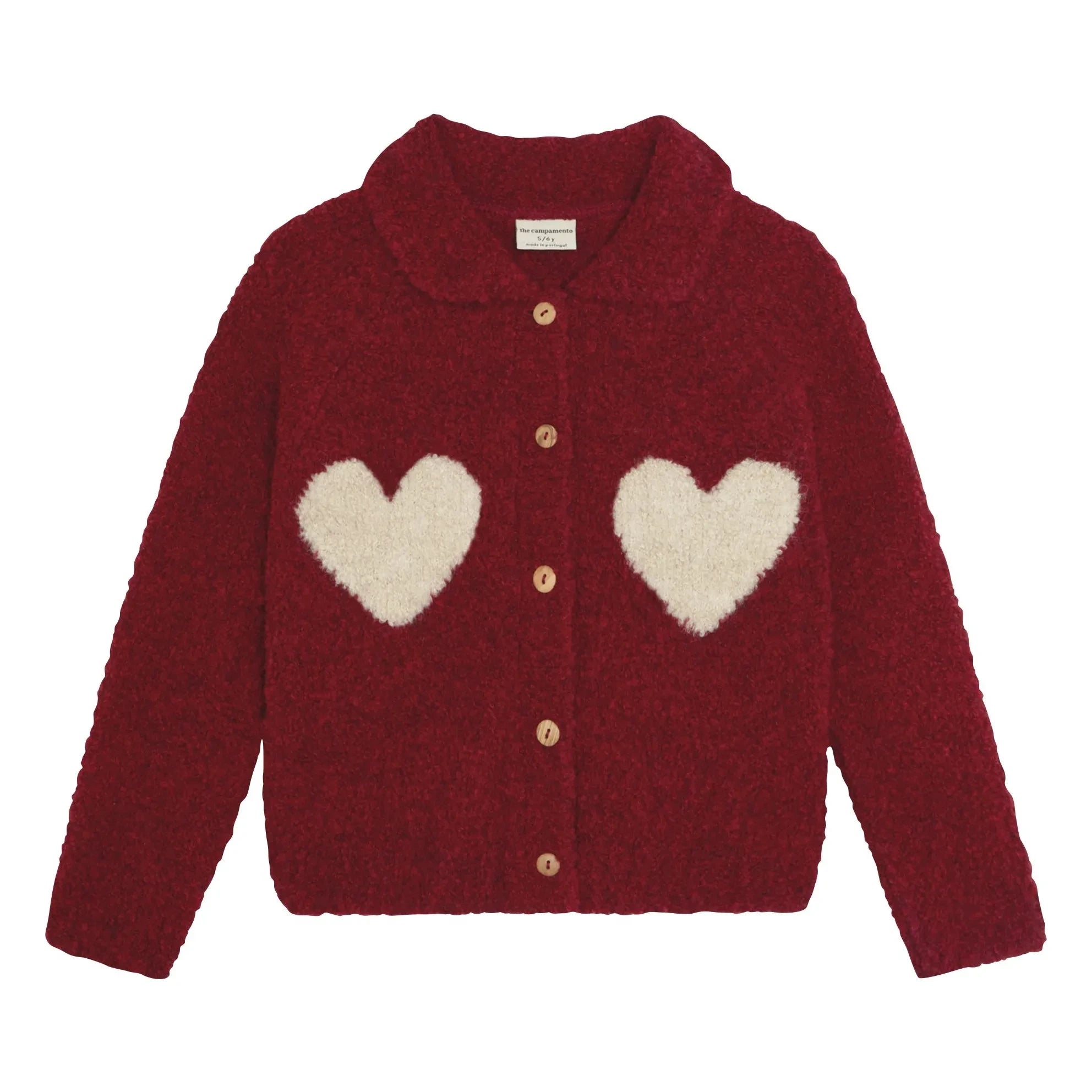 The Campamento - Cárdigan con estampado de corazones | Burdeos