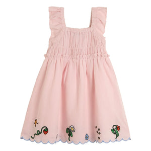 Stella McCartney Kids - Vestido fruncido de lino orgánico y algodón | Rosa