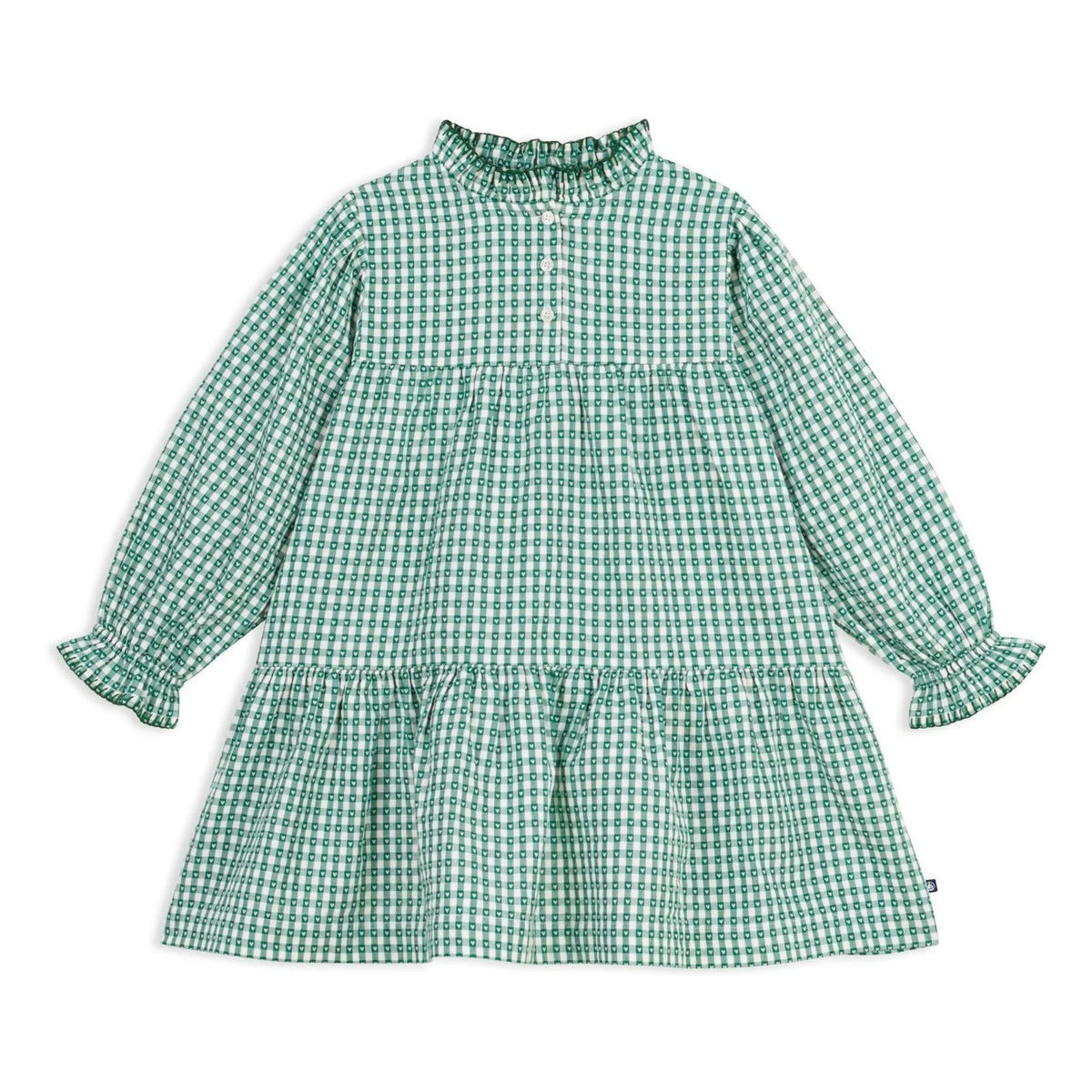 Petit Bateau - Vestido amplio de popelina a cuadros de algodón orgánico | Verde