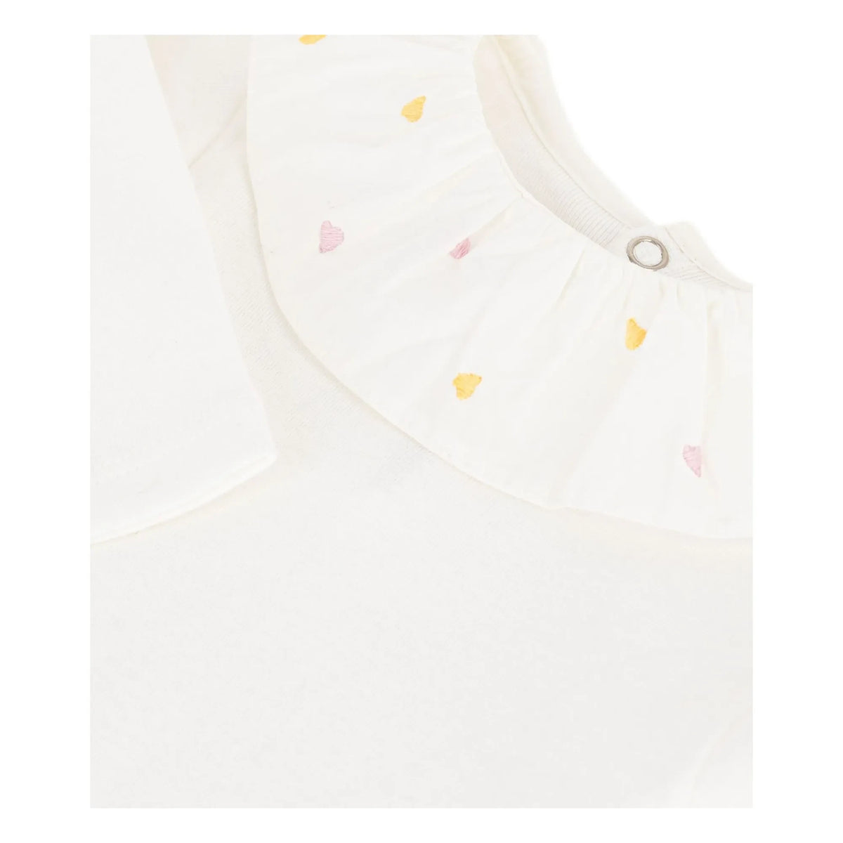 Petit Bateau - Body de cuello bordado de algodón orgánico | Blanco
