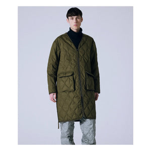 Taion - Abrigo largo acolchado unisex con cremallera | Verde oliva