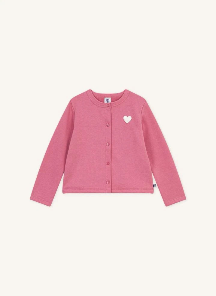 Petit Bateau - Cárdigan de algodón orgánico | Rosa empolvado