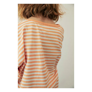 Gray Label - Camiseta de algodón orgánico a rayas con manga 3/4 | Apricot