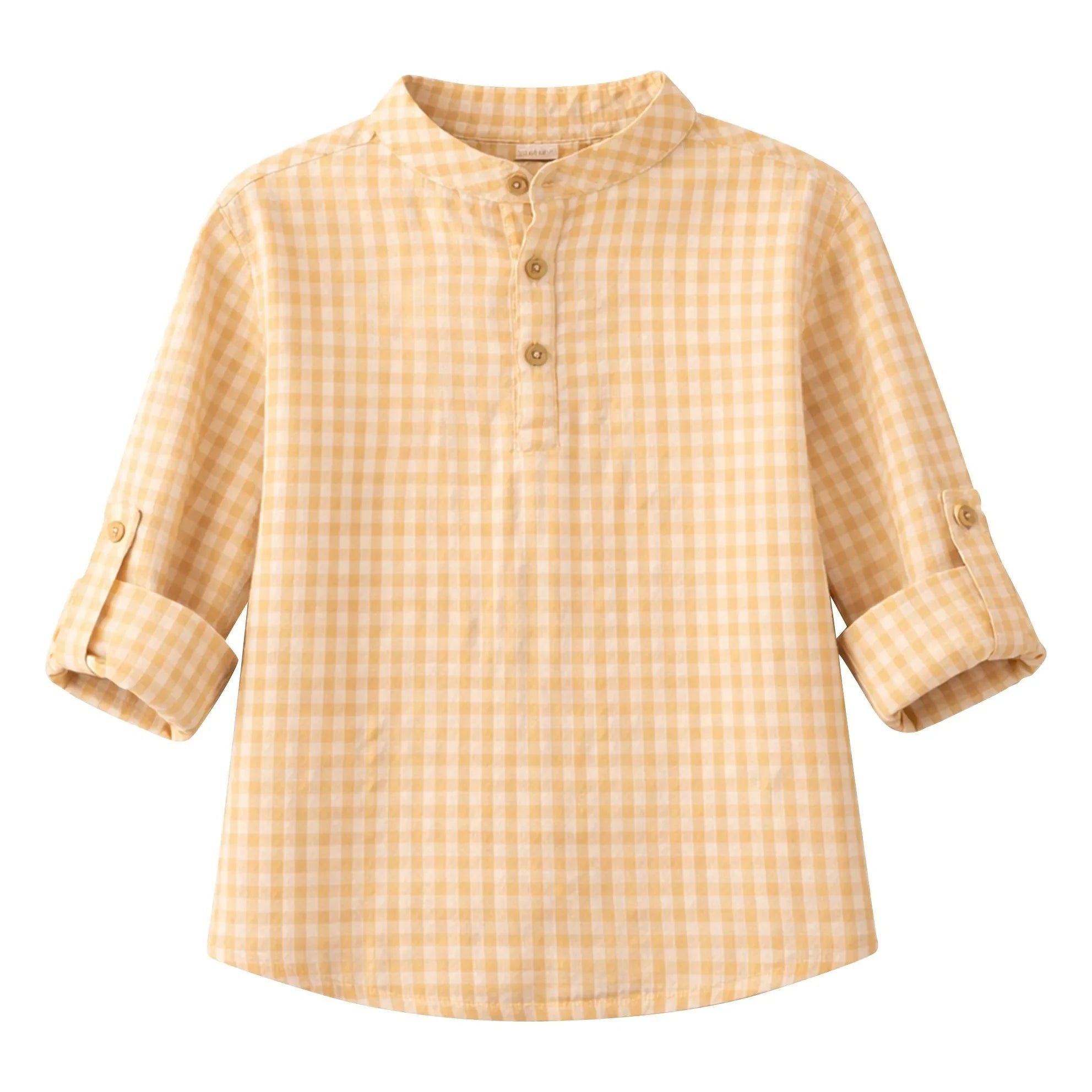 Lililotte - Camisa Côme Seersucker de Algodón Orgánico a Cuadros | Amarillo