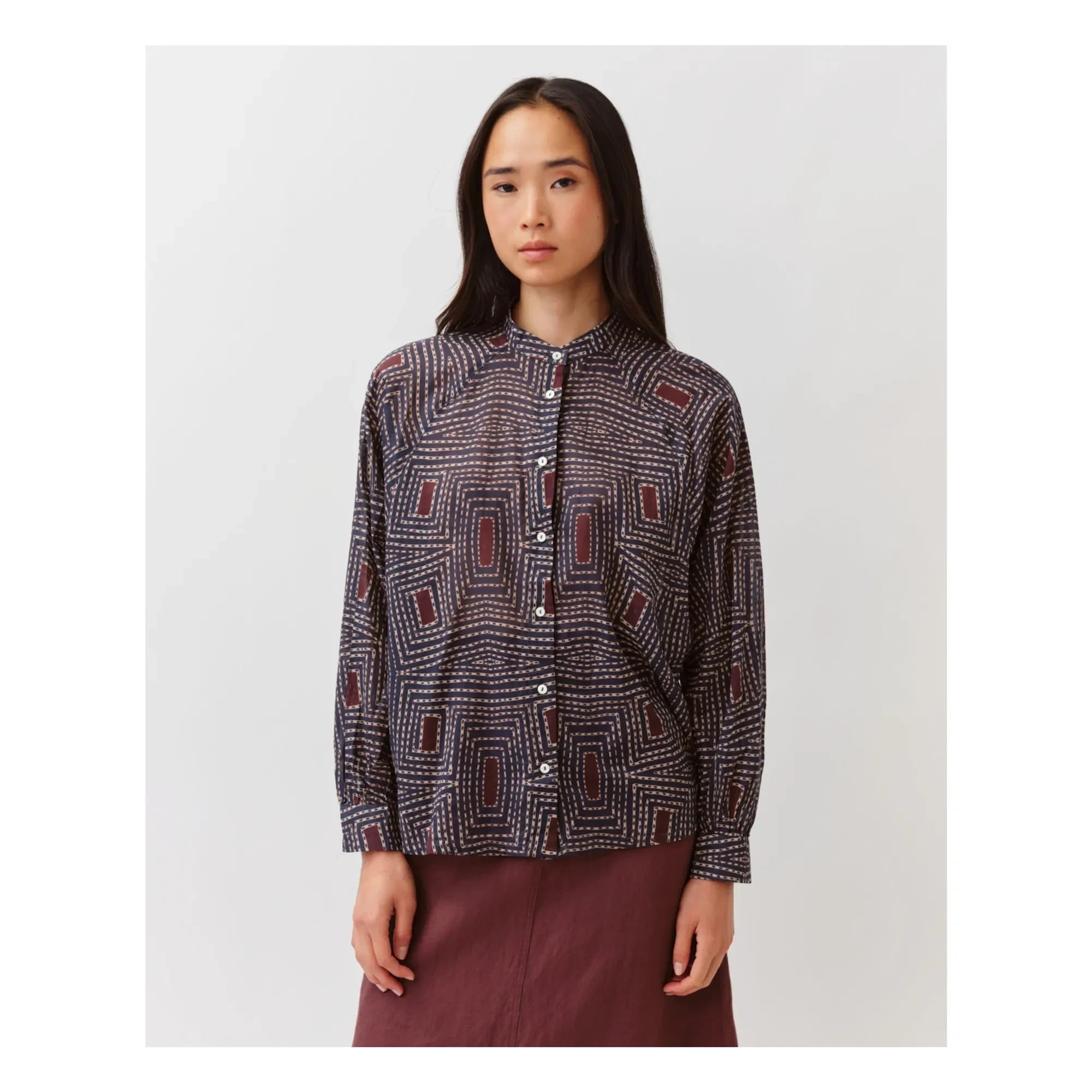 Diega - Camisa de cuadros de algodón de Costa Rica | Azul marino
