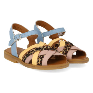 Angulus - Sandalias Trenzadas de Leopardo | Azul claro