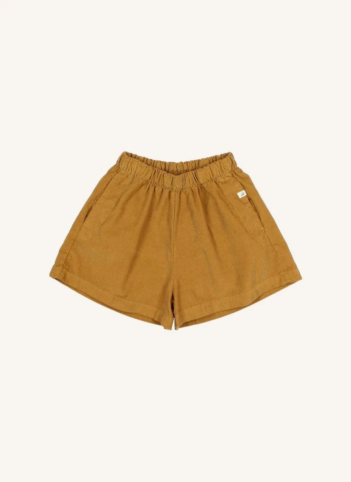 Búho - Pantalón corto de algodón orgánico de terciopelo suave | Mostaza