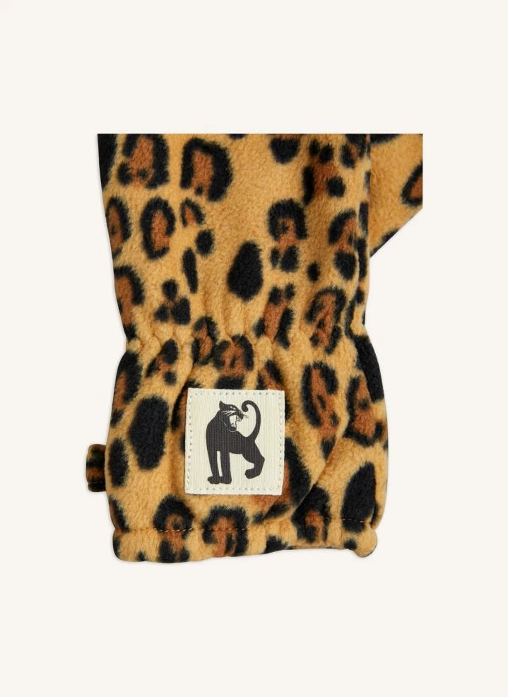 Mini Rodini - Guantes de poliéster reciclado con estampado de leopardo | Marrón