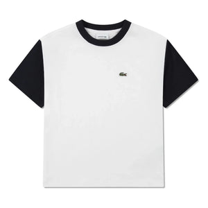 Lacoste - Camiseta de manga corta con logo y contraste de algodón orgánico | Blanco roto