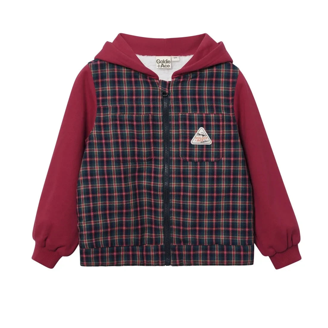 Goldie + Ace - Chaqueta con Capucha a Cuadros | Rojo