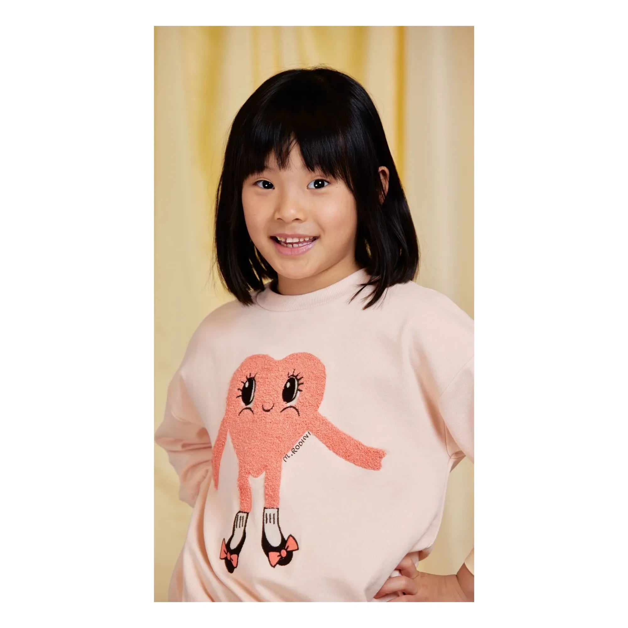 Mini Rodini - Corazón de sudor de algodón orgánico | Rosa claro