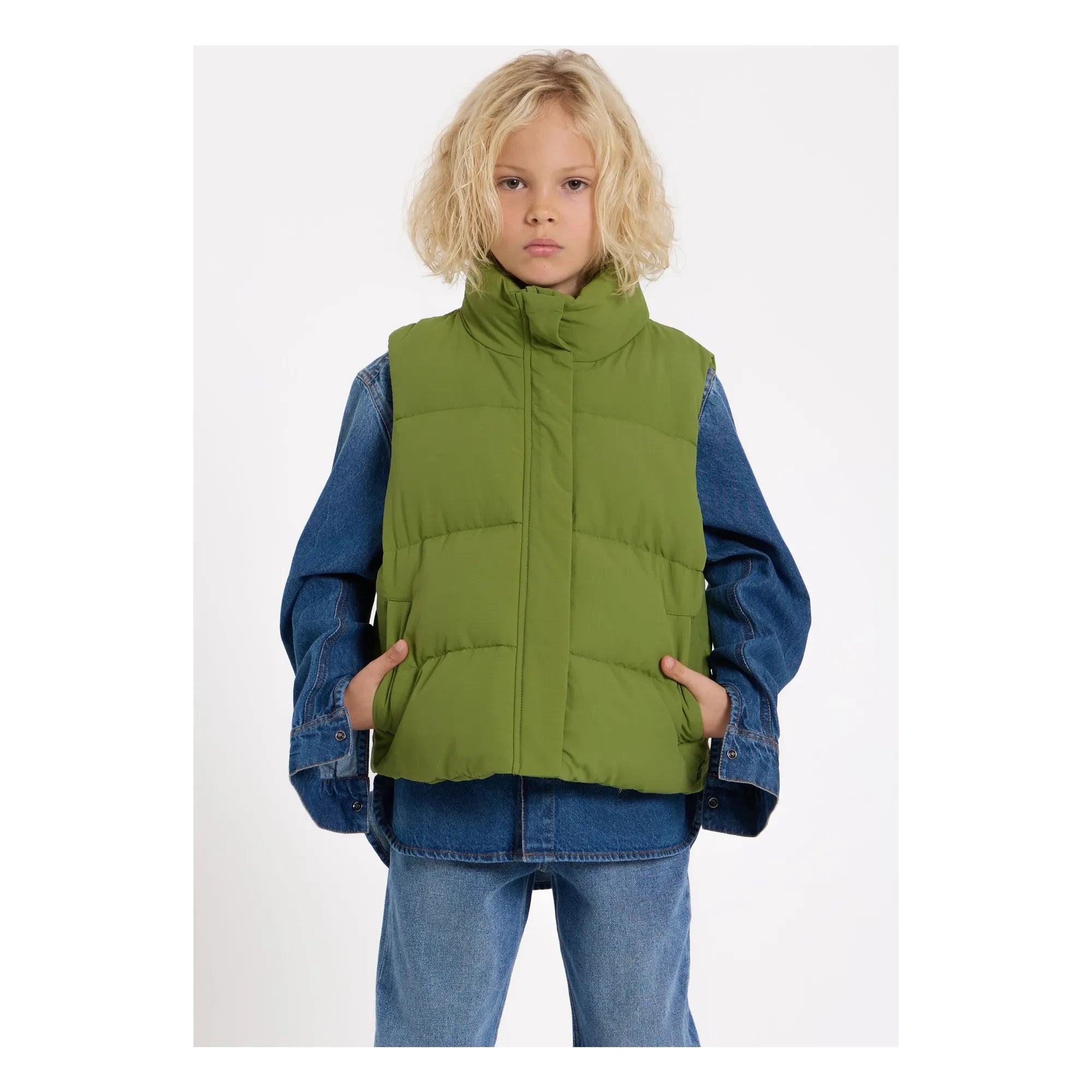 Hundred Pieces - Temper Chaleco sin Mangas de Fibra Reciclada | Verde