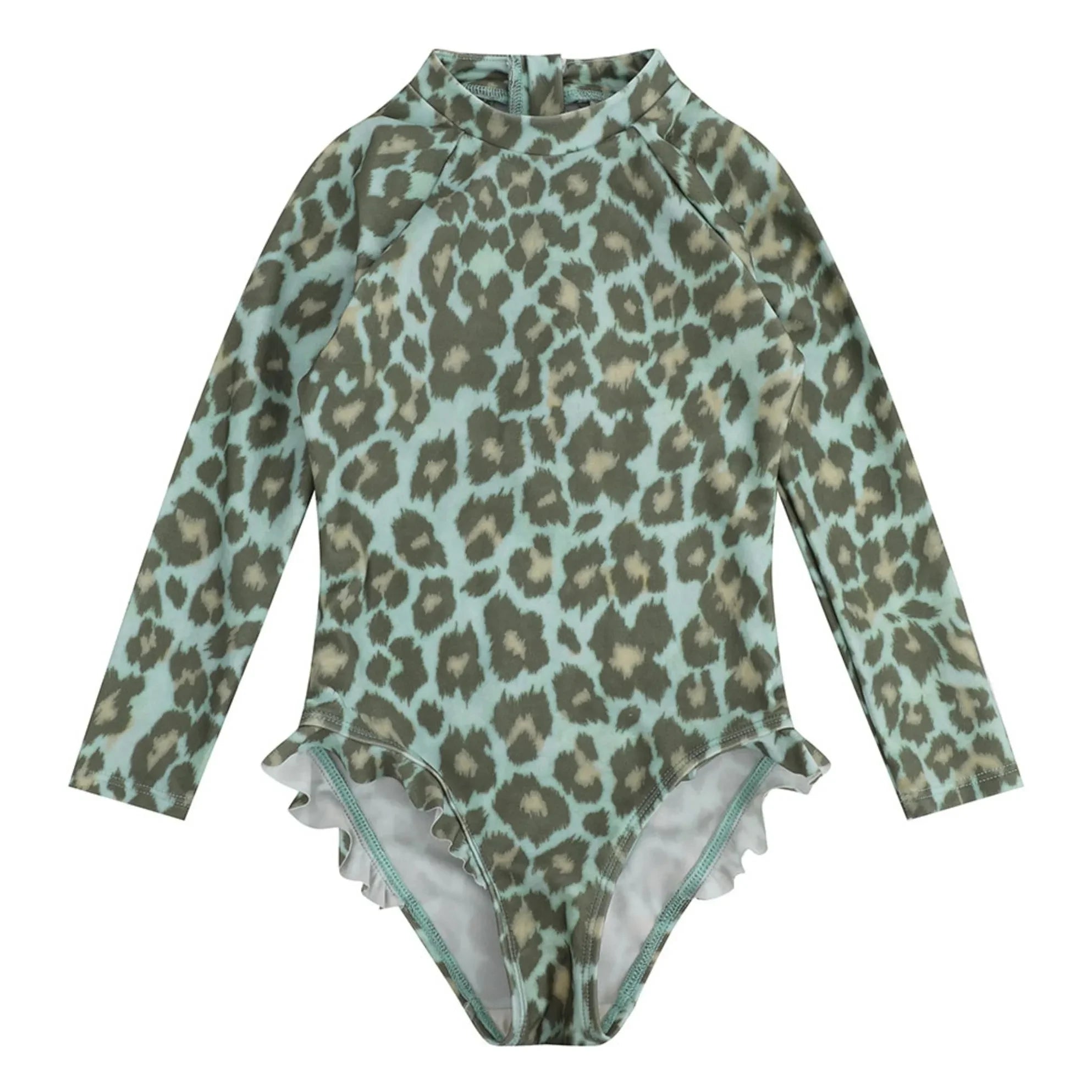 Zimmermann - Traje de baño de manga larga Patience Leopar | Azul Verde