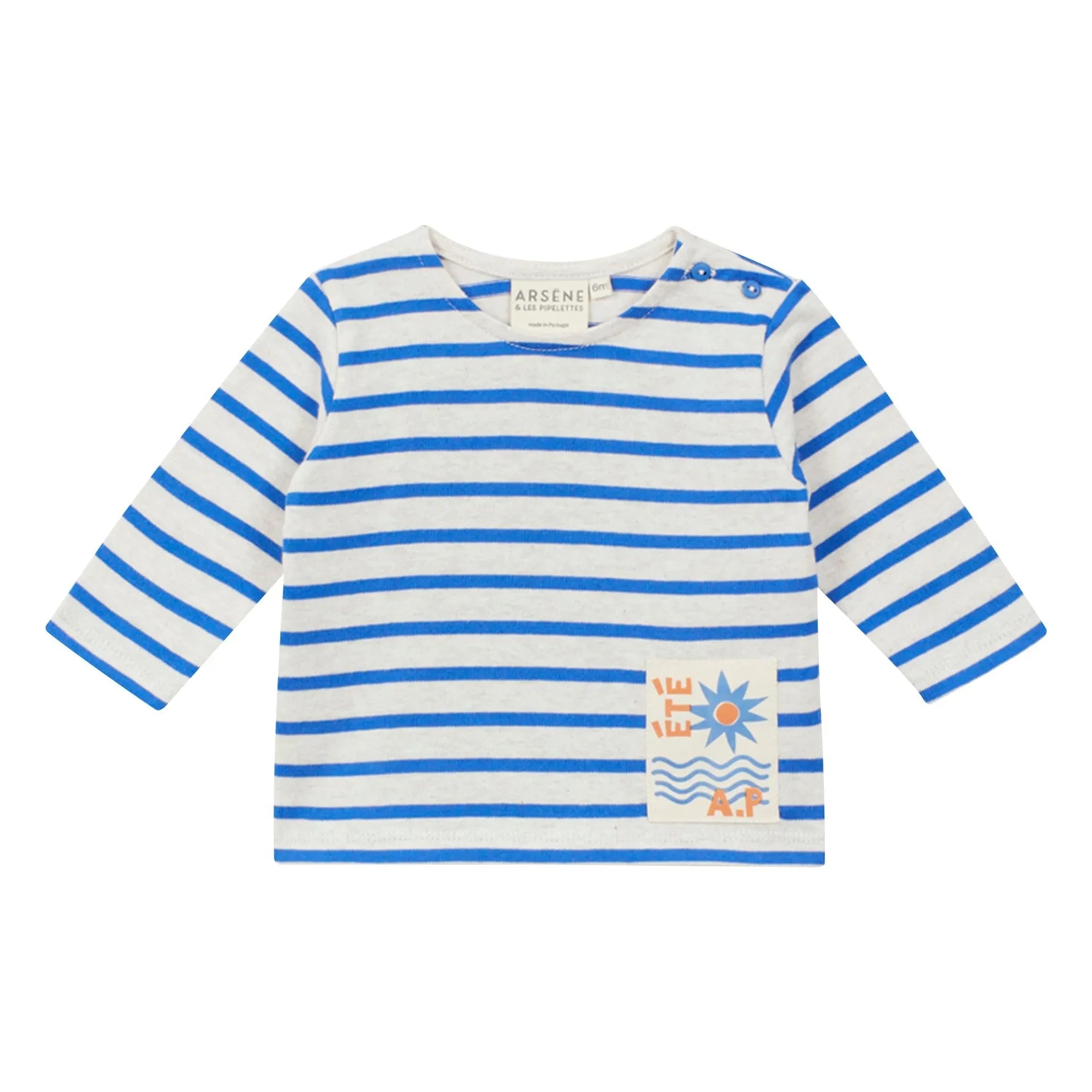 Arsène et Les Pipelettes - Camiseta Bebé de Algodón Orgánico a Rayas | Azul