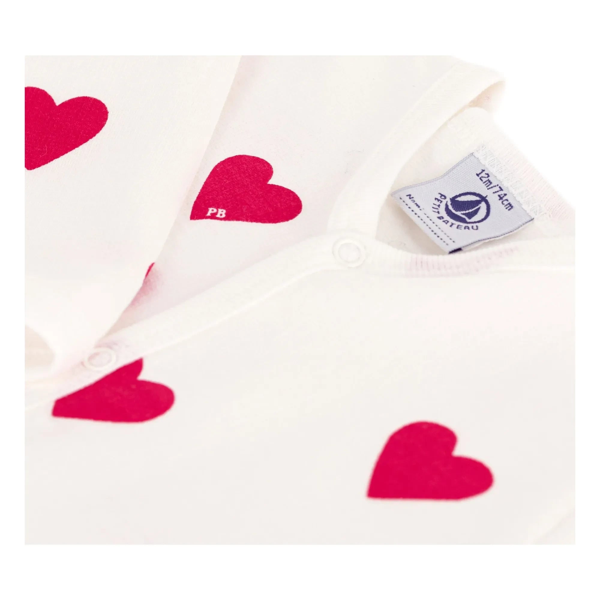 Petit Bateau - Pijama Dormir Corazones Felpa | Blanco