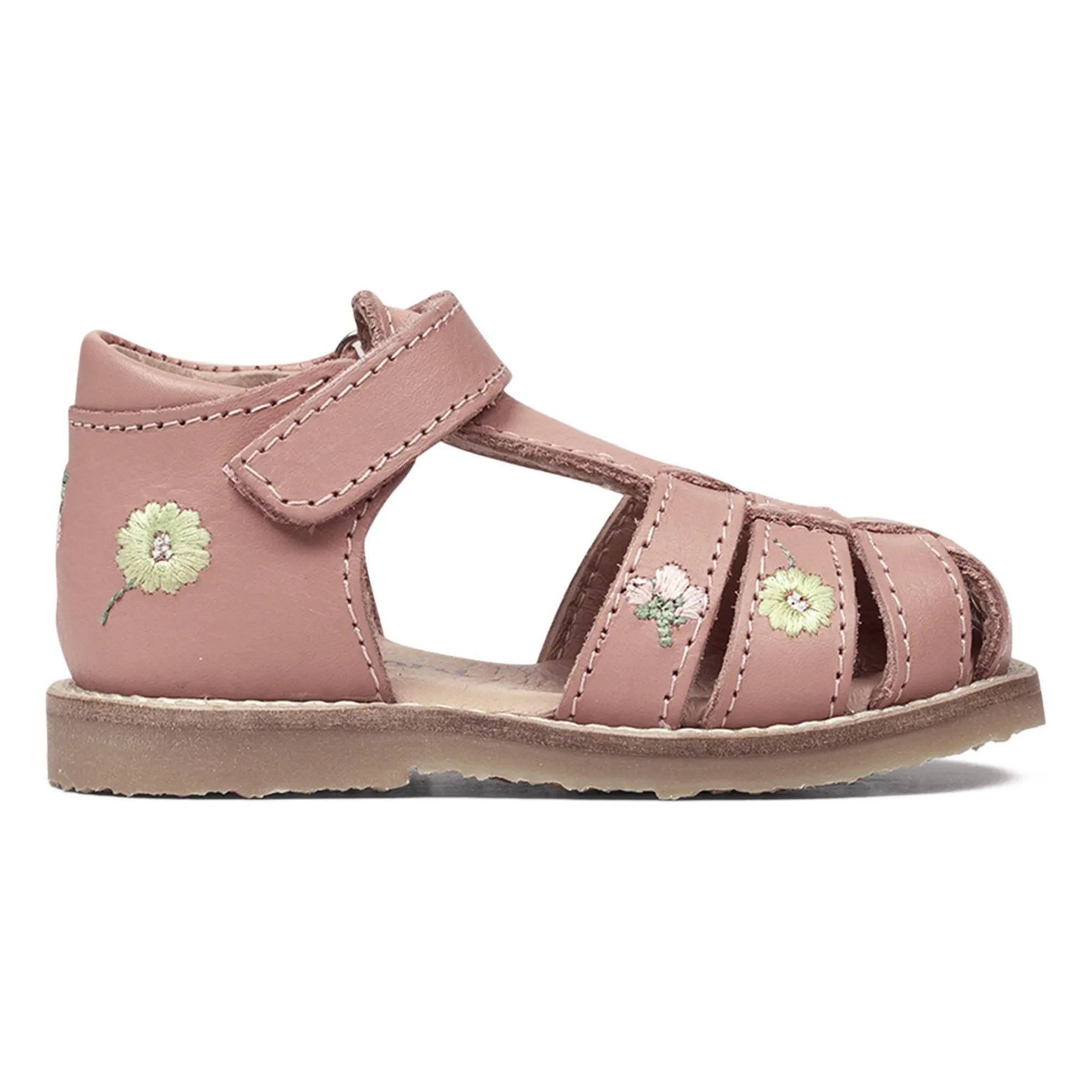 Petit Nord - Sandalias bordadas con flores - Colección Uniqua | Rosa empolvado