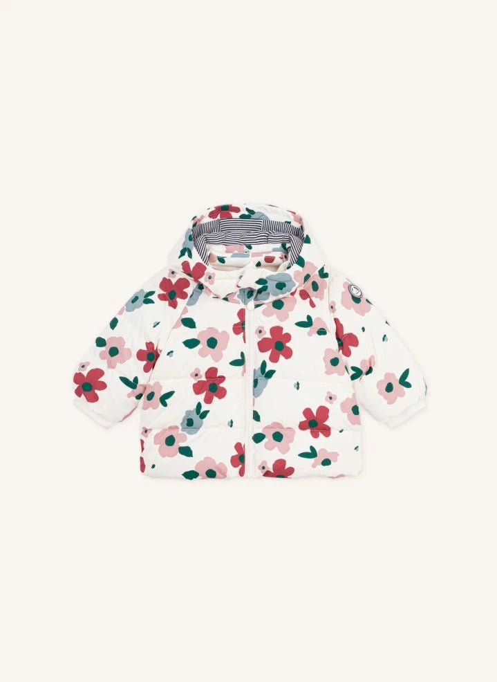 Petit Bateau - Chaqueta acolchada para bebé con estampado floral | Ecru