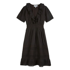 Emile et Ida - Vestido de algodón con bordado inglés | Negro