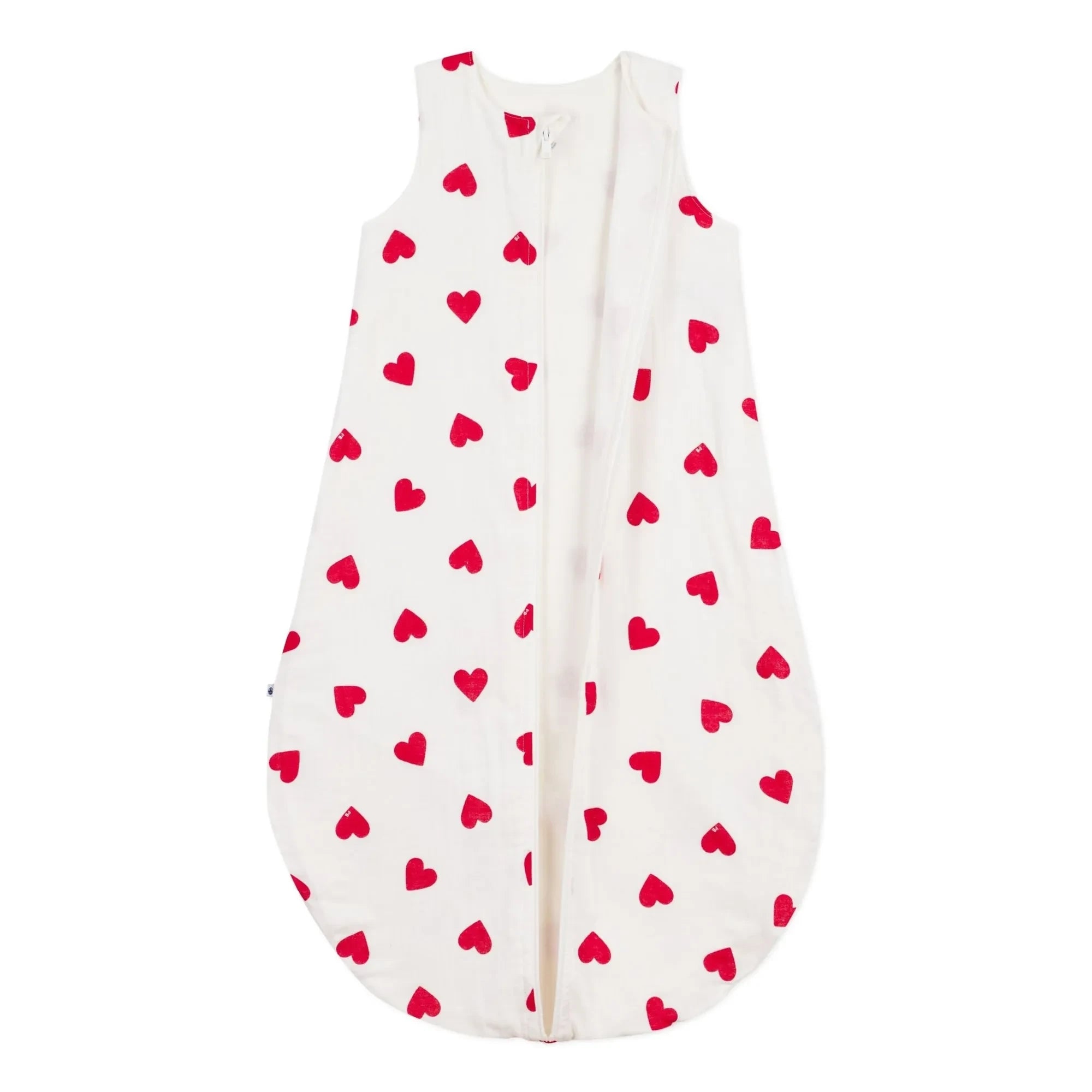 Petit Bateau - Saco de dormir de gasa de algodón con corazones | Blanco