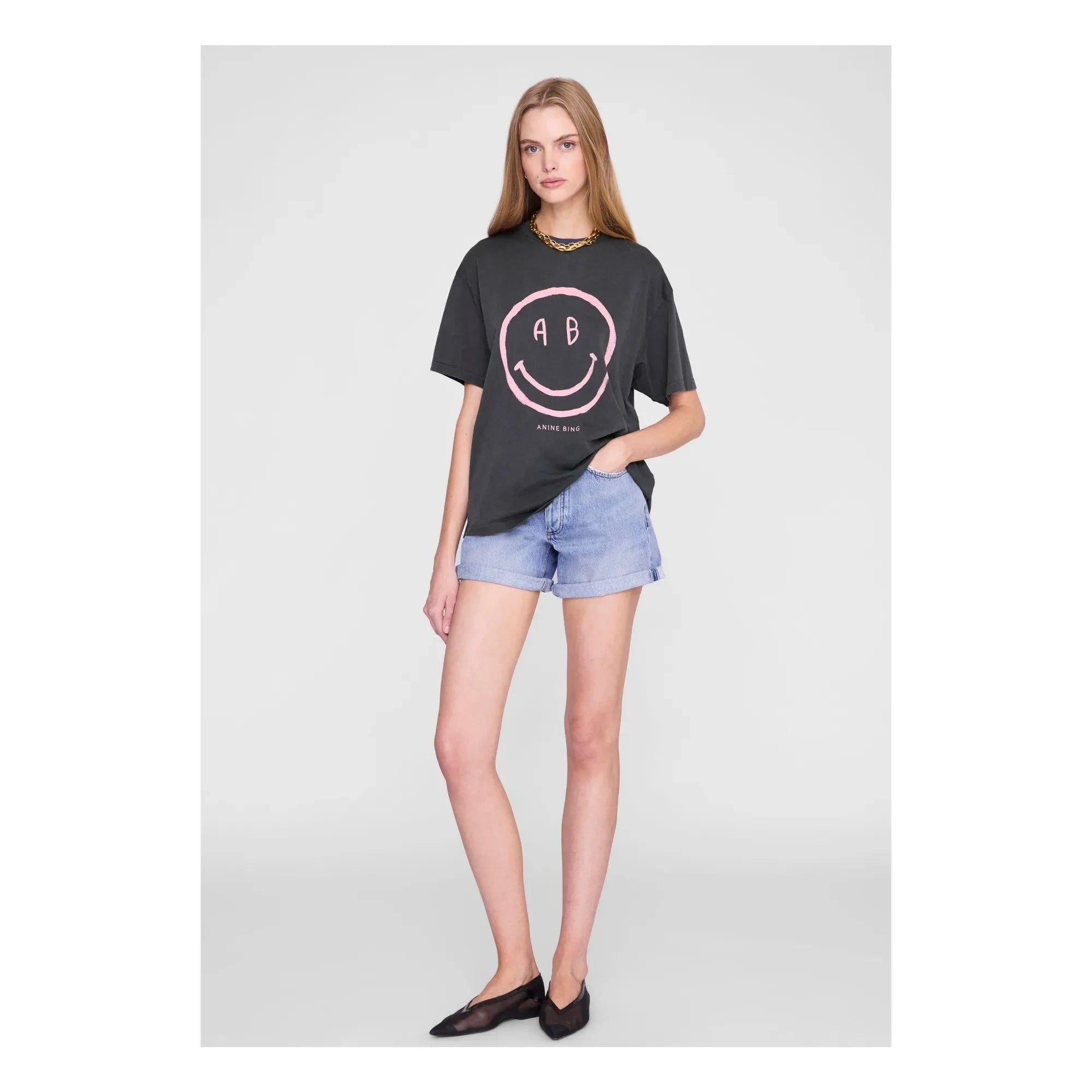 Anine Bing - Camiseta Wagner Smiley | Gris